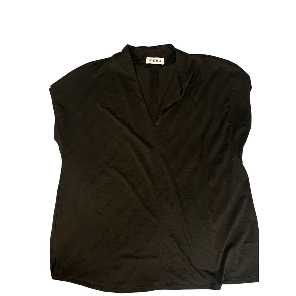 WERA Madison Black V-Neck‎ Cap Sleeve Top Shirt Womens Size M